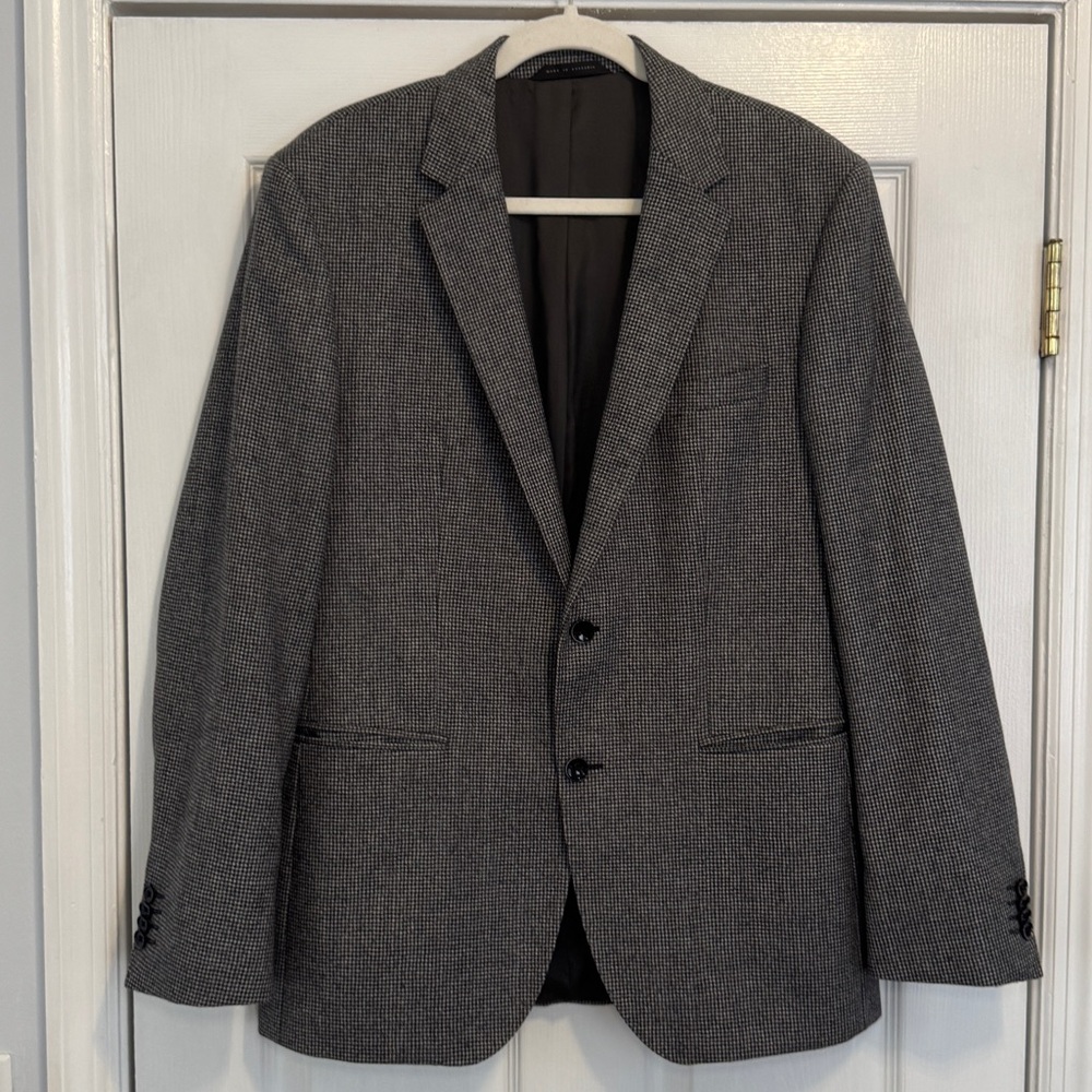 Boss Hugo Boss Men’s 2 Button Blazer Sport Coat Jacket 40R Gray Houndstooth Wool